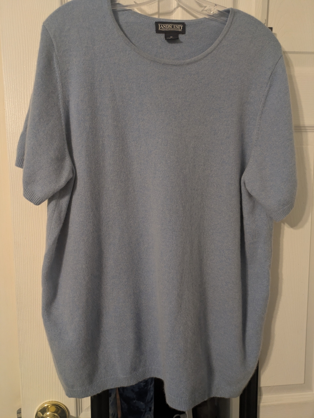 Lands' End Light Blue Women's Cashmere Short-Sleeve Crewneck Sweater